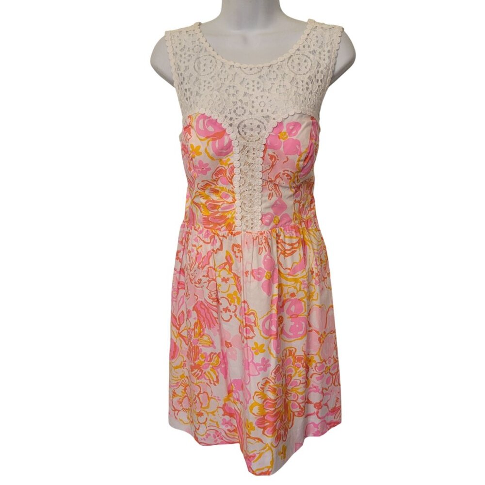 Lilly Pulitzer Sleeveless Dress 8 RAEGAN Resort White Happiness Summer